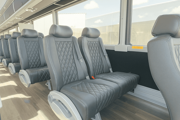 interior of Coach Bus Erie charter bus