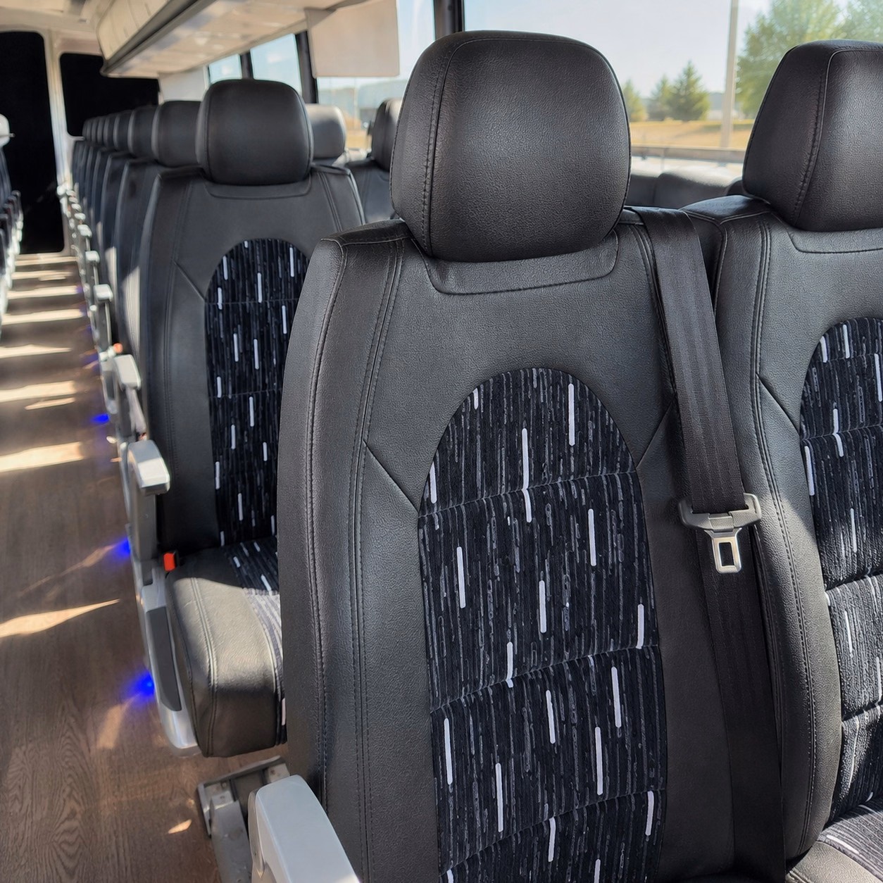erie charter bus interior